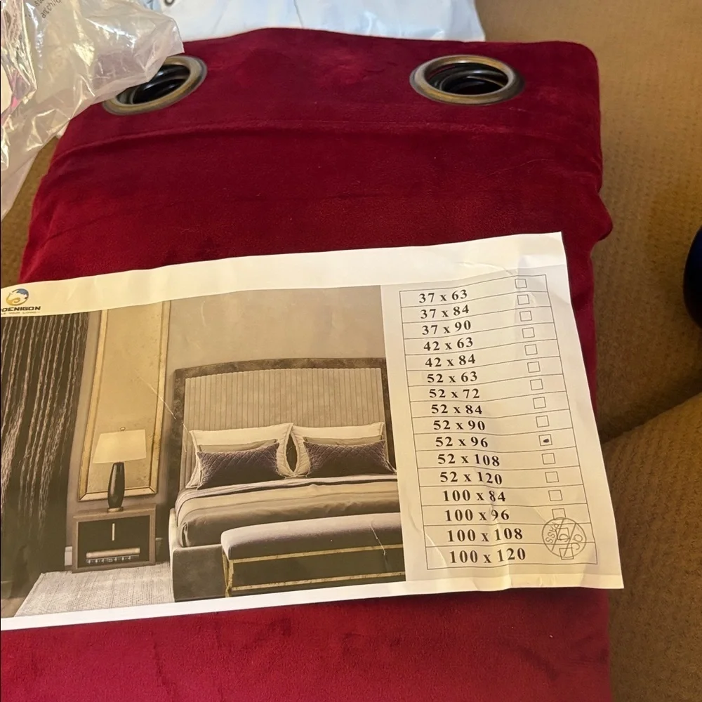 Luxury Red Velvet Room Darkening Curtains Metal Grommet Window Panels 52x96”